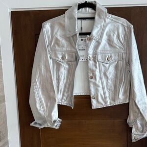Zara Metallic Silver Jean Jacket